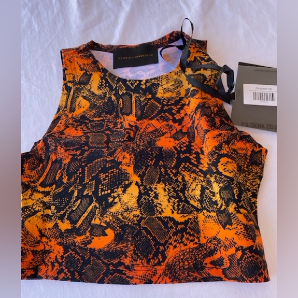 Marcell Von Berlin Orange Snake Print Crop Too